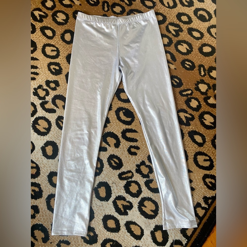 Silver space-age metallic leggings S